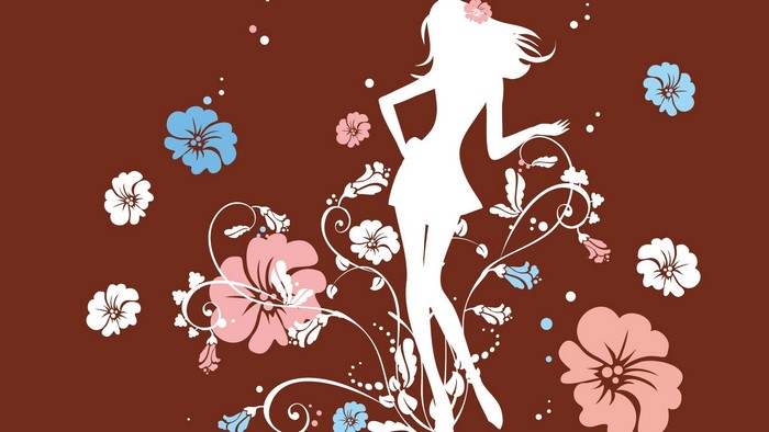Silhouette of a woman with flowers