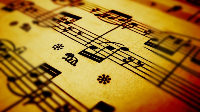 Sheet music with musical notes and symbols