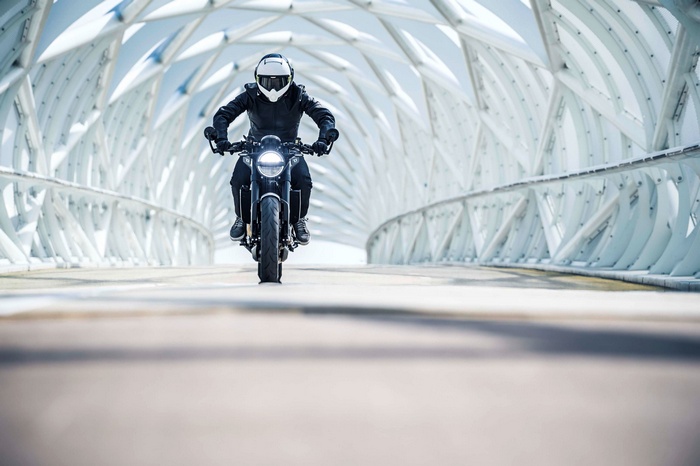 2018 Husqvarna Vitpilen 701 motorcycle on a bridge