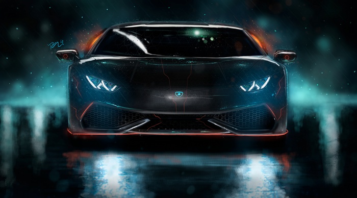 Custom Neon Lamborghini Huracan 4K