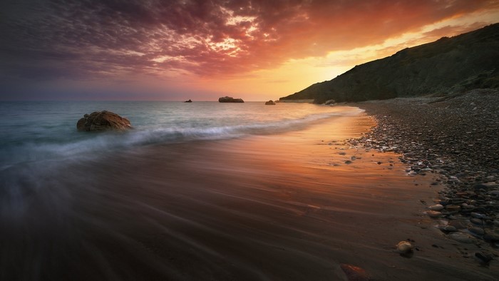 Cyprus Beach Sunset with Rocky Shoreline