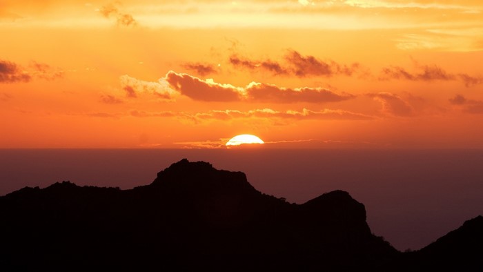 Sunset over Canary Islands mountains