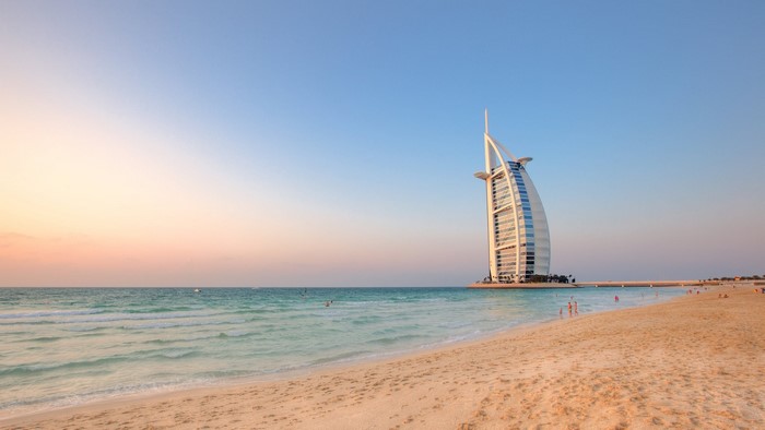 Burj Al Arab hotel on a beach in Dubai