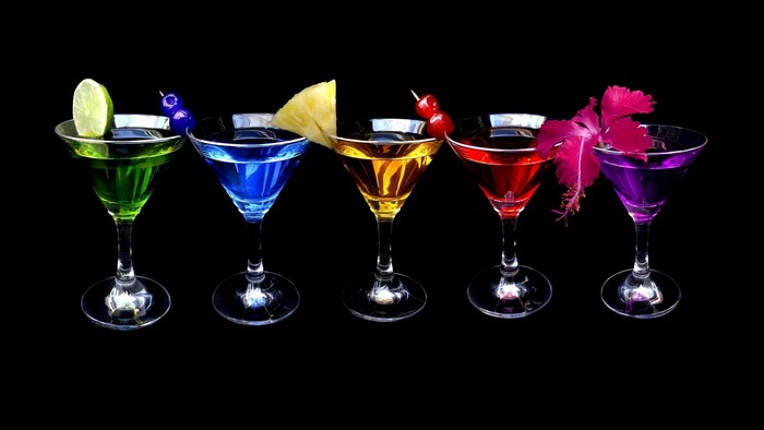 Colorful Cocktails with Garnishes