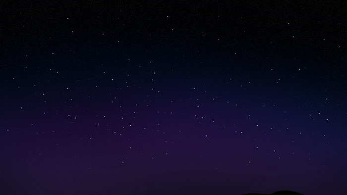 Dark Starry Night Sky Over Landscape