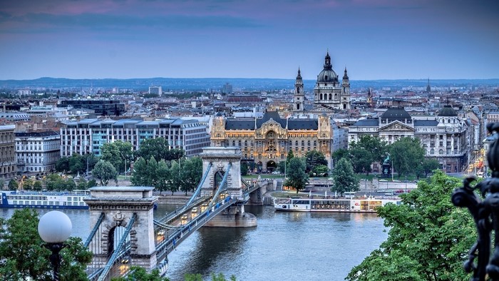 Budapest cityscape with Chain Bridge and St. Stephen's Basilica