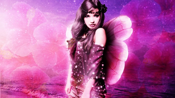 Fairy girl with wings on a fantasy background
