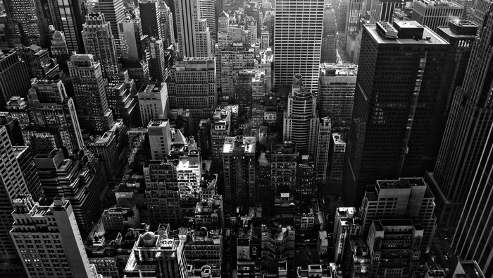 Black and White New York City Skyscraper Aerial View
