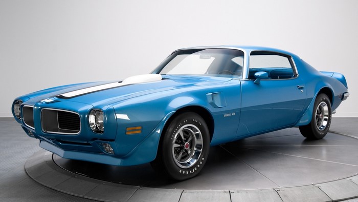 Blue Pontiac Firebird Trans Am Muscle Car