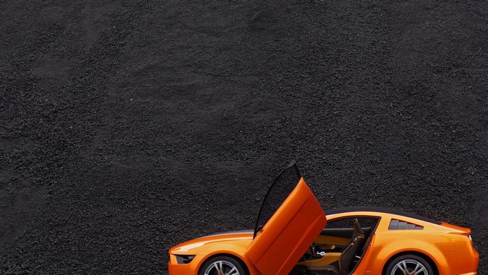 Orange Mustang GT with Scissor Doors