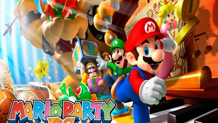 Mario Party characters with Bowser and Princess Peach