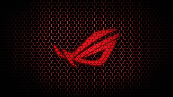 Republic of Gamers logo on red honeycomb