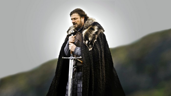 Ned Stark from Game of Thrones holding a sword