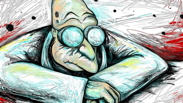 Professor Farnsworth from Futurama in abstract art style