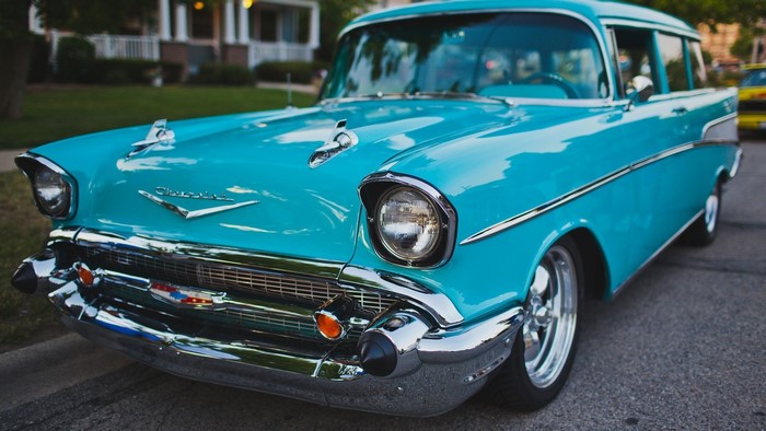 Turquoise 1957 Chevrolet Nomad station wagon
