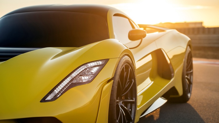 Yellow Hennessey Venom F5 Sports Car 4K