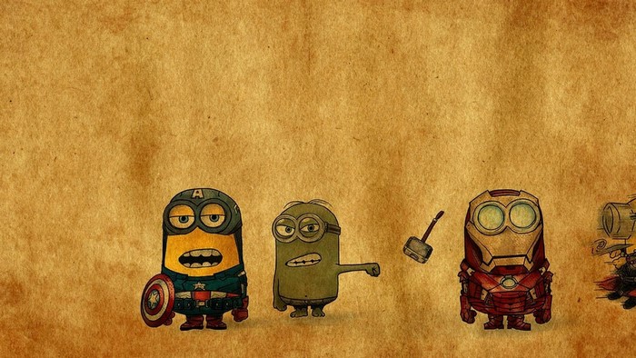 Minions dressed as Captain America and Iron Man