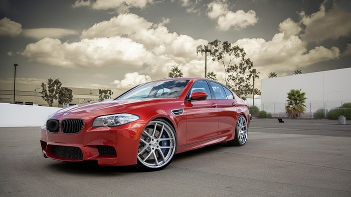 Red BMW M5 F10 Sedan