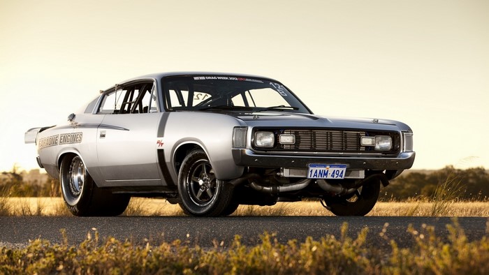 Silver Chrysler Valiant Charger RT drag car