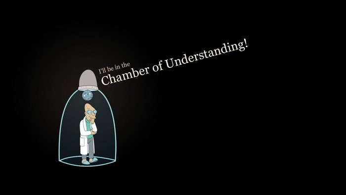 Professor Farnsworth from Futurama in the Chamber of Understanding
