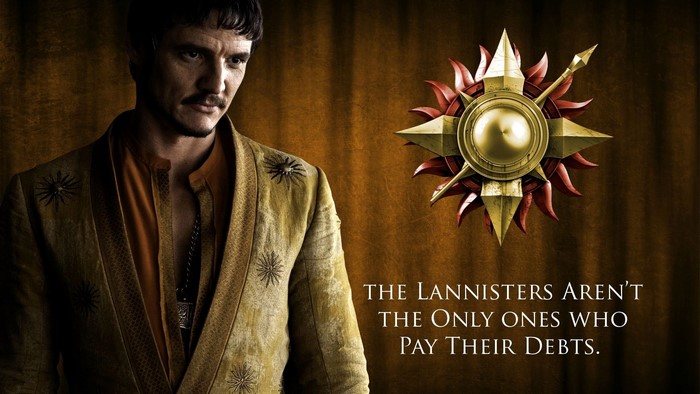 Oberyn Martell from Game of Thrones with Sunspear emblem