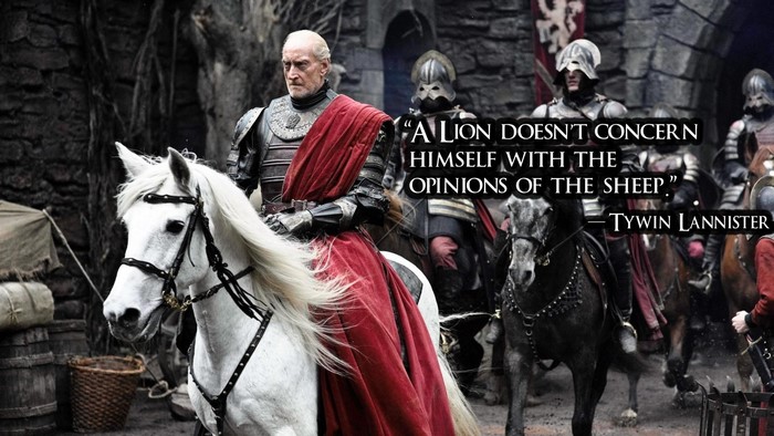 Tywin Lannister from Game of Thrones on horseback