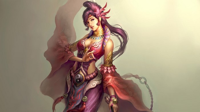 Female Taoist with ornate clothing and jewelry