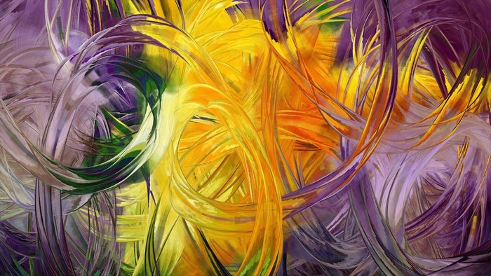 Abstract purple and yellow paint strokes