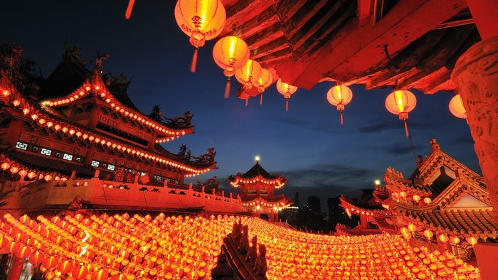 Chinese Oriental Lanterns at Night