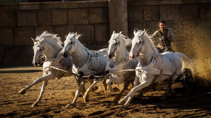 Jack Huston as Ben Hur driving a chariot