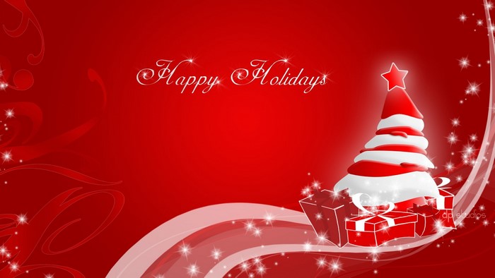 Happy Holidays Christmas Tree and Gifts