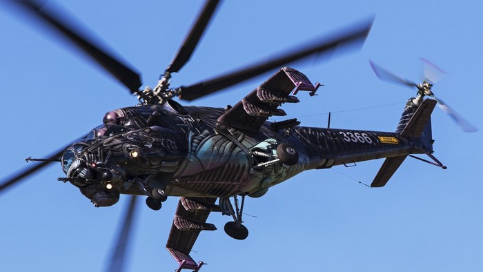 Mil Mi-24 Attack Helicopter in flight