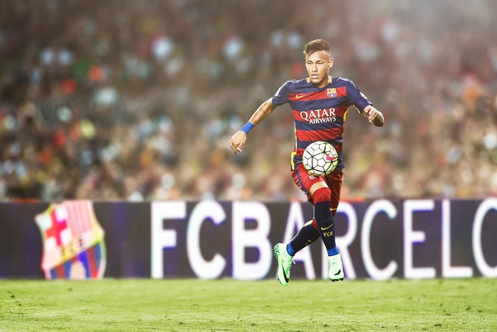 Neymar Jr. playing soccer for FC Barcelona