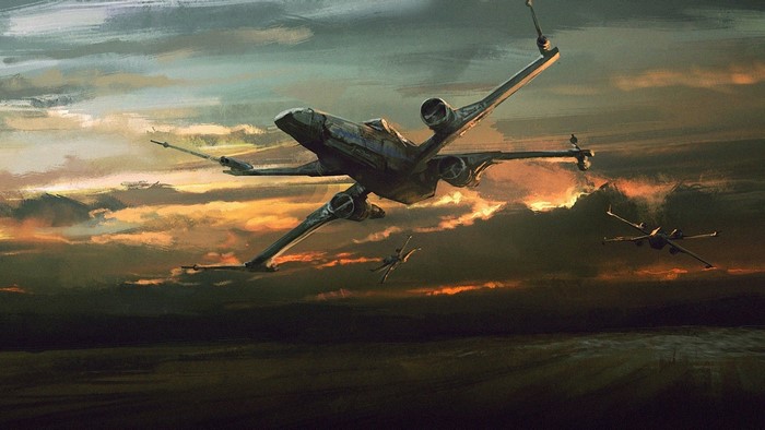 Star Wars X-Wing Fighters in Dramatic Sky