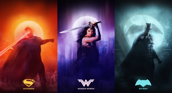 Superman, Wonder Woman, and Batman from Justice League 4K
