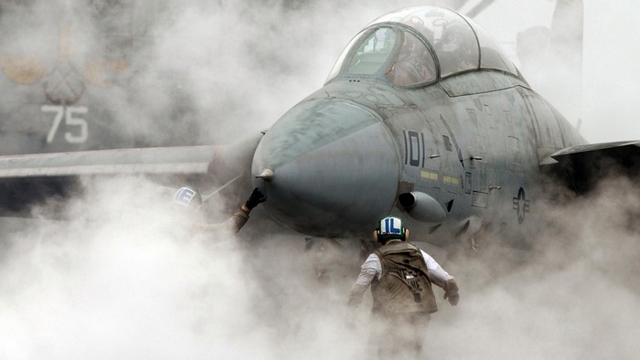 F-14 Tomcat on Aircraft Carrier