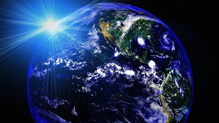 4K Earth from Space with Sunburst