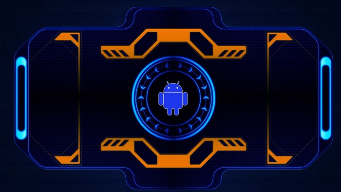 Android Logo on Futuristic Interface