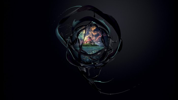 Abstract dark matter surrounding a vibrant island