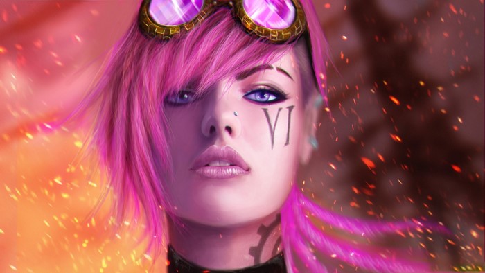 Girl VI with pink hair and goggles