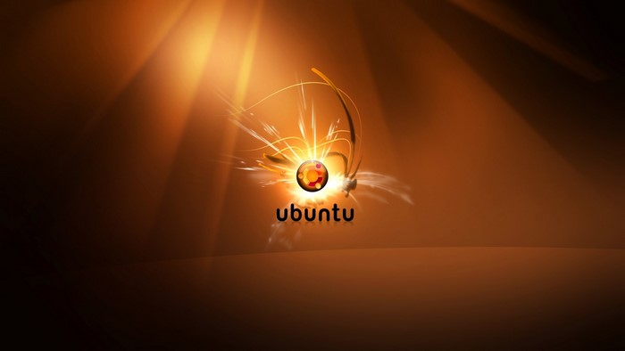Ubuntu Logo with Orange Light Rays