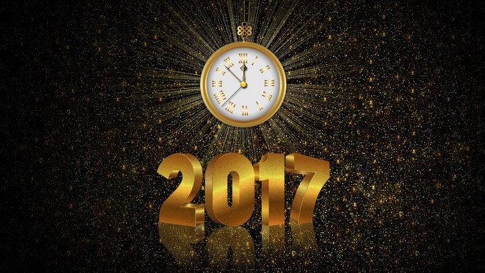 Golden 2017 New Year's Eve Clock