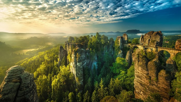 Bastei Bridge in Saxon Switzerland National Park