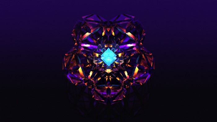 Abstract geometric crystal formation with blue center