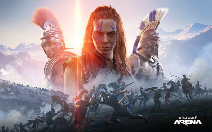 Total War: Arena game art with warriors and battle