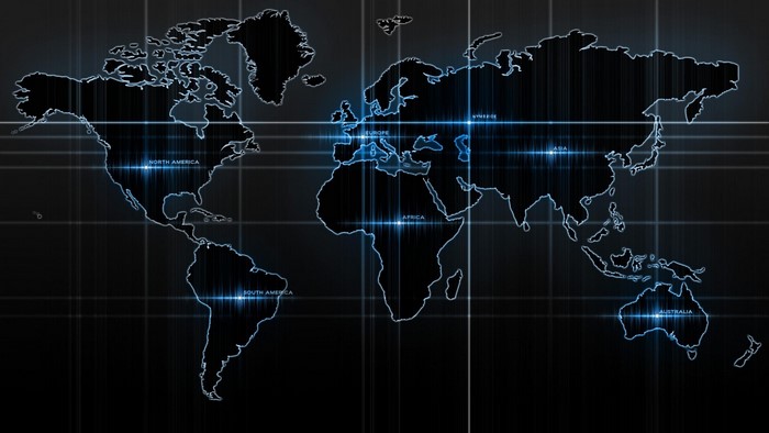 World map with continents labeled