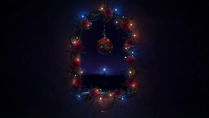 Christmas Wreath Archway with Ornament and Starry Night