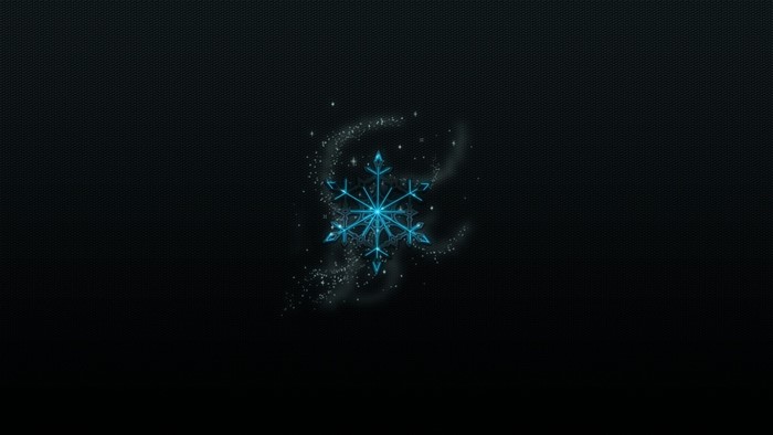 Blue Snowflake with Glittering Swirls