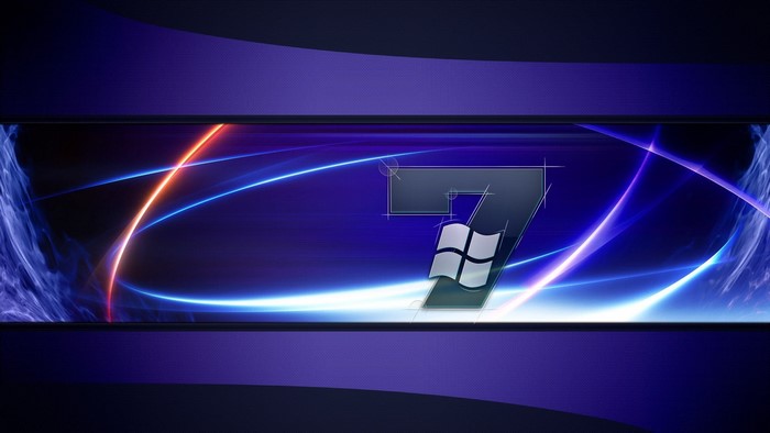 Windows 7 Logo with Abstract Blue Background