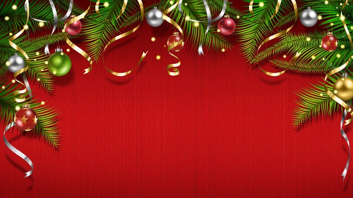 Christmas Decorations with Pine Branches and Lights